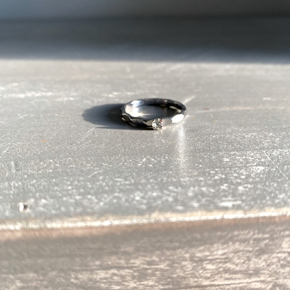 Sterling Silver Cubic Zirconia Simple Ring Size 7